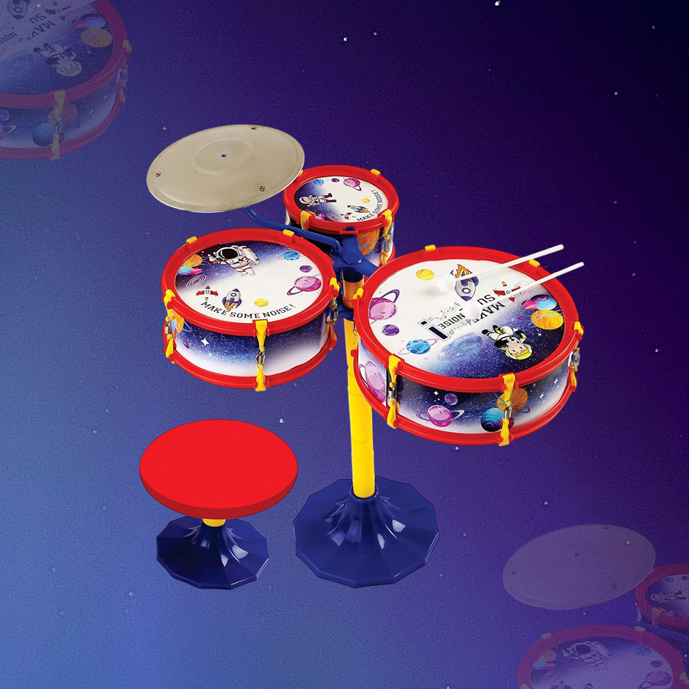 Mad Over Toys Space Little Rockstar Drum Set for Kids – Space-Themed Musical Drum Kit for Toddlers, Beginner Percussion Toy to Build Rhythm & Creativity