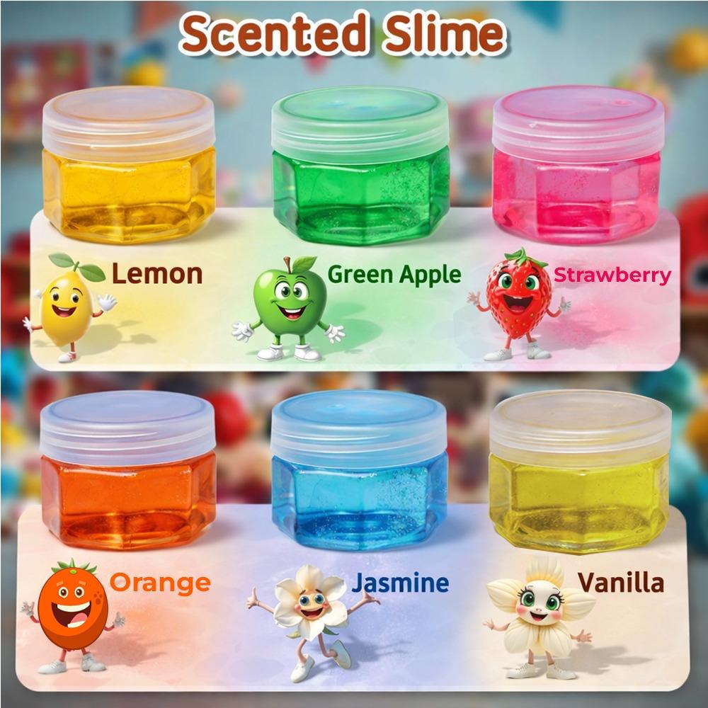 Mad Over Toys Crystal Slime with Sparkly Crystals|Transparent Jelly Slime, Non-Sticky, Stretchy & Stress-Relieving Sensory Toy|Boys & Girls 3+ DIY Creative Clay Toy|Birthday  Gift|Party Favor(Pk of 6)