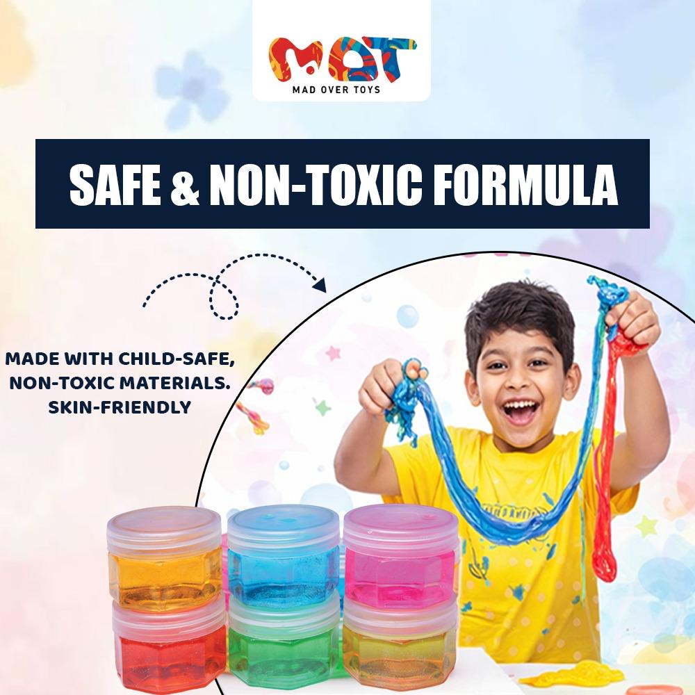 Mad Over Toys Crystal Slime with Sparkly Crystals|Transparent Jelly Slime, Non-Sticky, Stretchy & Stress-Relieving Sensory Toy|Boys & Girls 3+ DIY Creative Clay Toy|Birthday  Gift|Party Favor(Pk of 6)