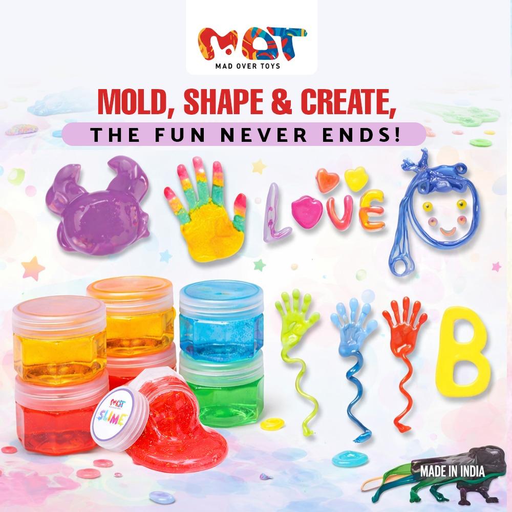 Mad Over Toys Crystal Slime with Sparkly Crystals|Transparent Jelly Slime, Non-Sticky, Stretchy & Stress-Relieving Sensory Toy|Boys & Girls 3+ DIY Creative Clay Toy|Birthday  Gift|Party Favor(Pk of 6)