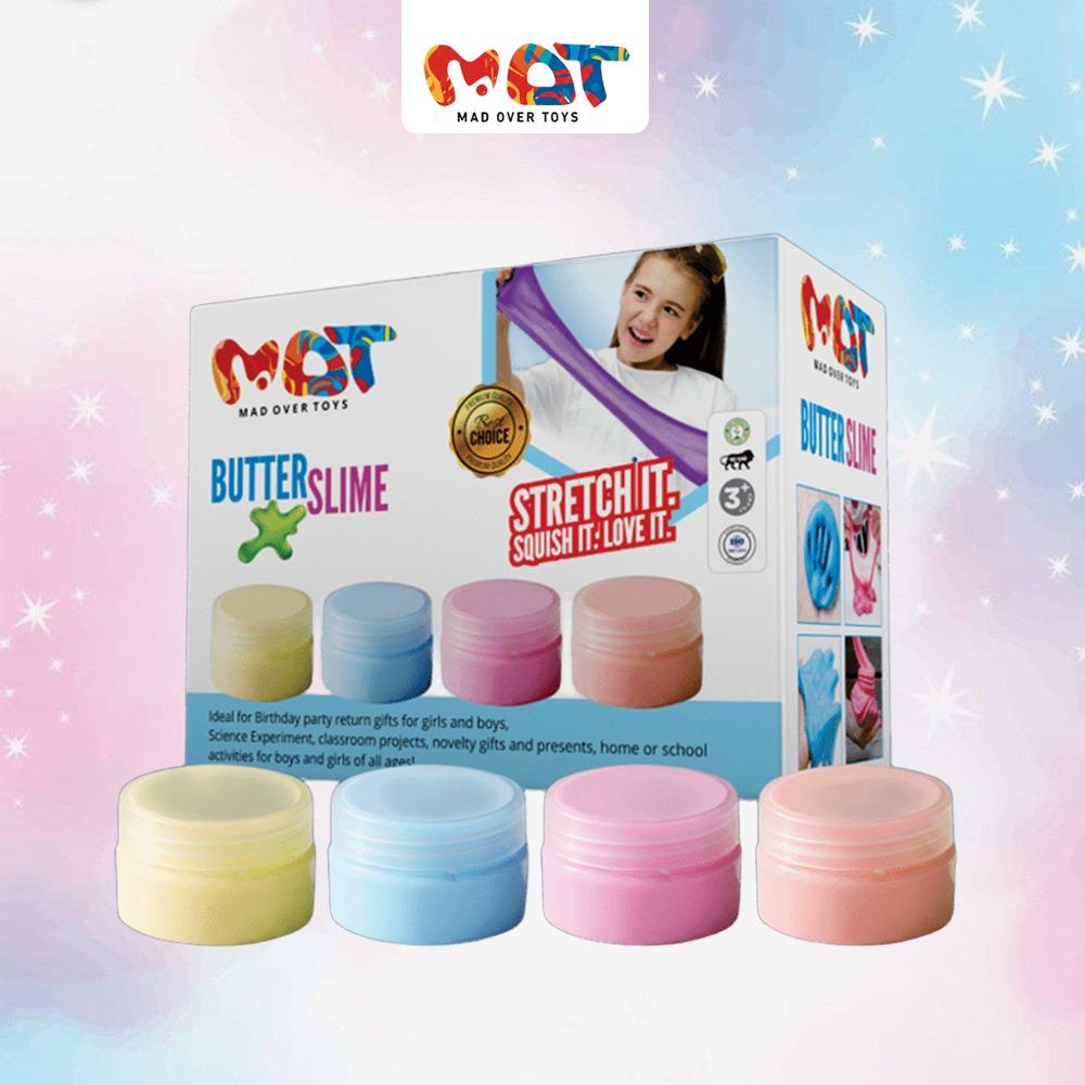 Mad Over Toys Butter Slime for Kids|Super Soft, Stretchy & Non-Sticky Sensory Clay Slime|DIY Stress Relief Creative Toy for Boys & Girls 3+ Years| Birthday Return Gift & Party Favor (Pack of 4)
