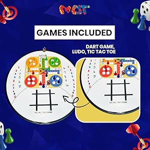 Mad Over Toys 3-in-1 Dart Board Game for Kids & Family | Dartboard with Ludo & Tic Tac Toe | Indoor Fun & Skill Development Game A+ Image 3