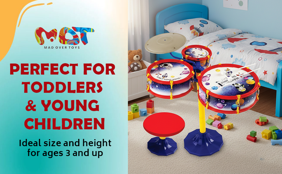 Mad Over Toys Space Little Rockstar Drum Set for Kids – Space-Themed Musical Drum Kit for Toddlers, Beginner Percussion Toy to Build Rhythm & Creativity A+ Image 4