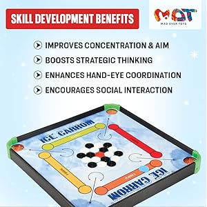 Mad Over Toys Ice Carrom 4-in-1 Board Game | Carrom, Ludo, Snake & More | Indoor Fun & Learning Game for Kids & Family A+ Image 4