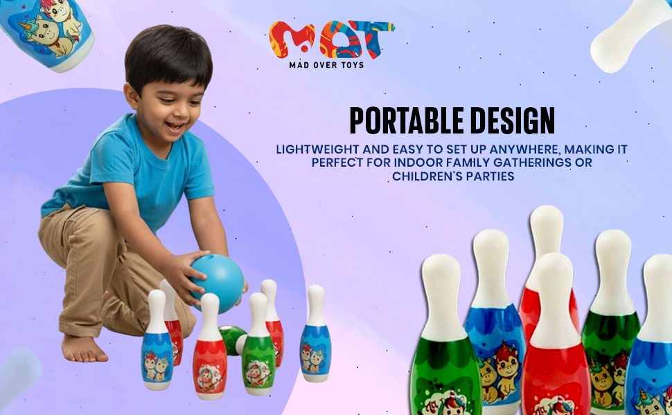 Mad Over Toys Mini Bowling Set Box for Kids – Indoor Bowling Game Toy for Toddlers, Educational Skill-Building Play Set for Hand-Eye Coordination A+ Image 4