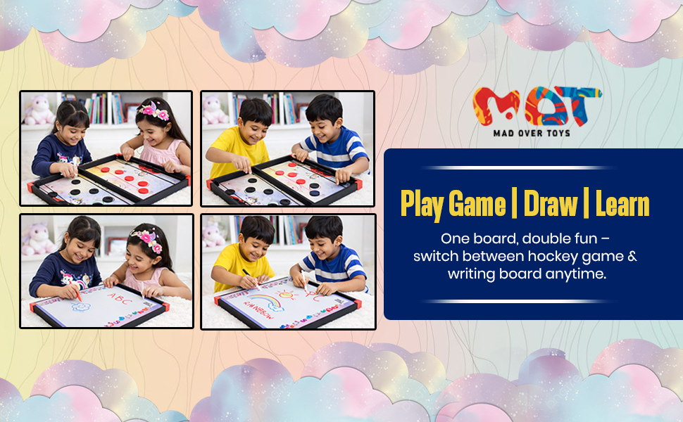 Mad Over Toys 2-in-1 Unicorn String Hockey Game with Whiteboard | Indoor Table Game for Kids | Fun & Educational Toy A+ Image 4
